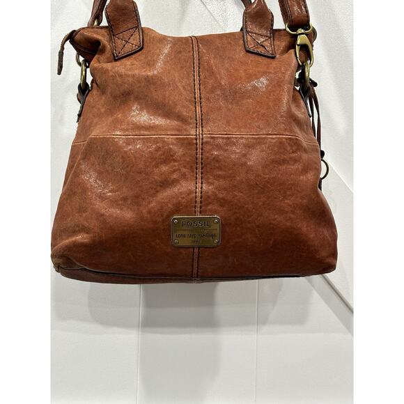Vintage FOSSIL Crossbody Convertible Bag Purse Messenger Leather Key Zipper - Picture 4 of 16